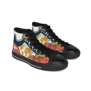 Travel Map High-Top Sneakers — Vintage Passport & Plane Design
